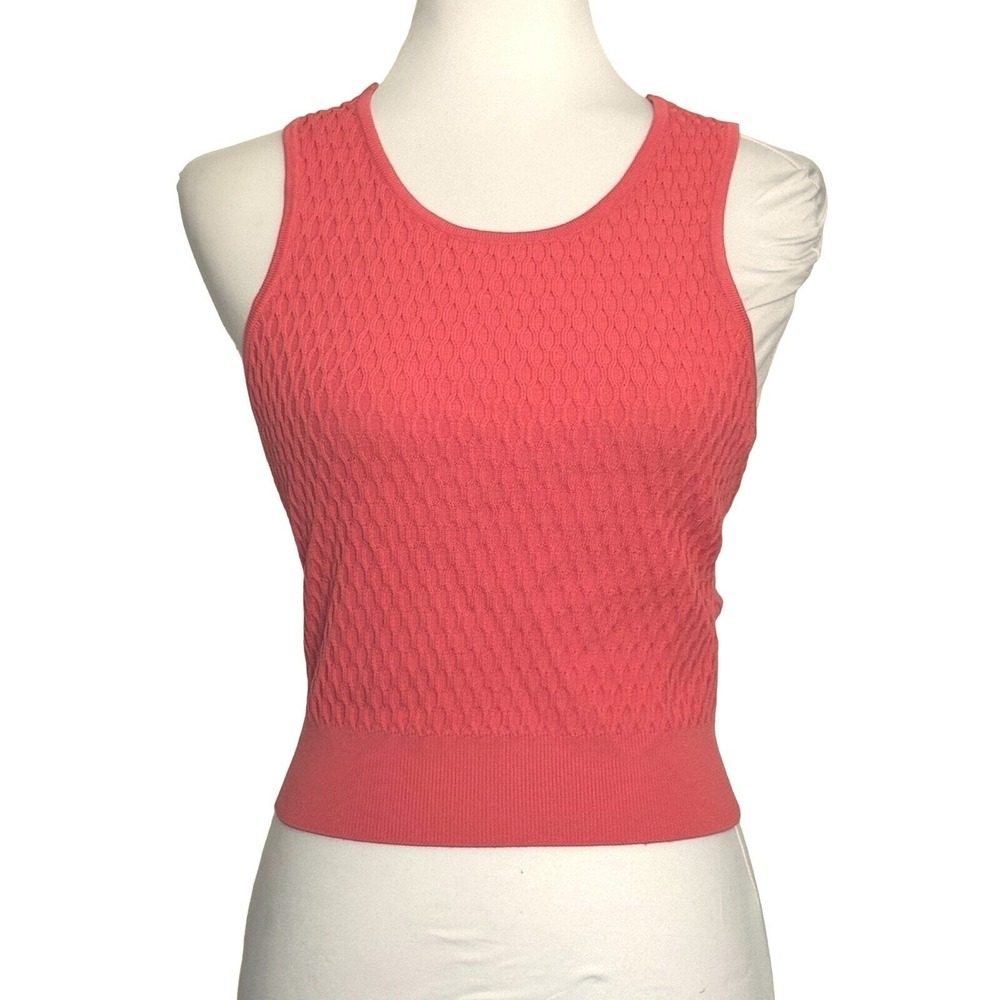 Jonathan Simkhai Knit Tank Top Sz Large Open Back Crisscross Textured Lux Coral